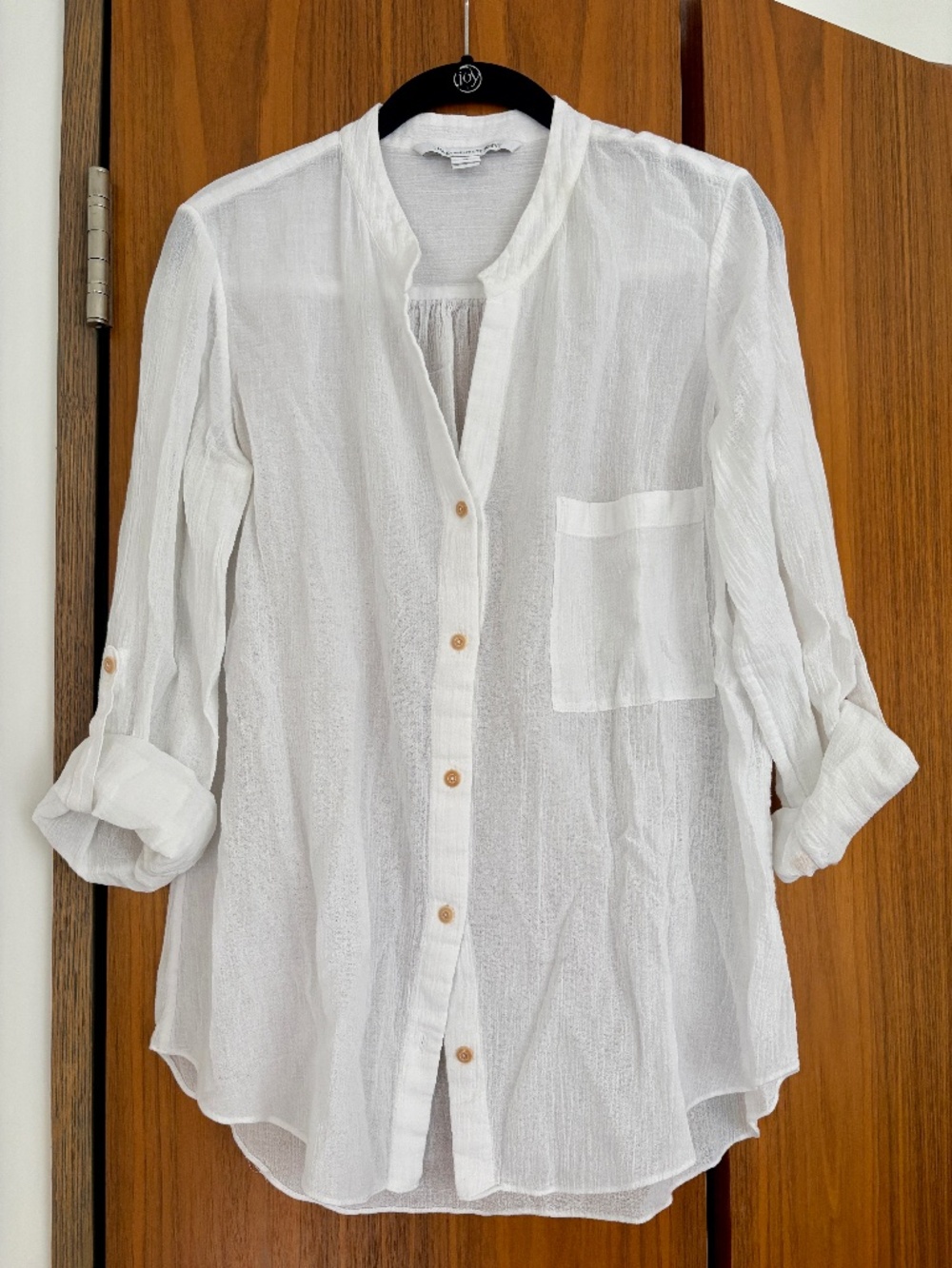 Diane von Furstenberg Gilmore Cotton Cheesecloth Shirt, White, Size 10